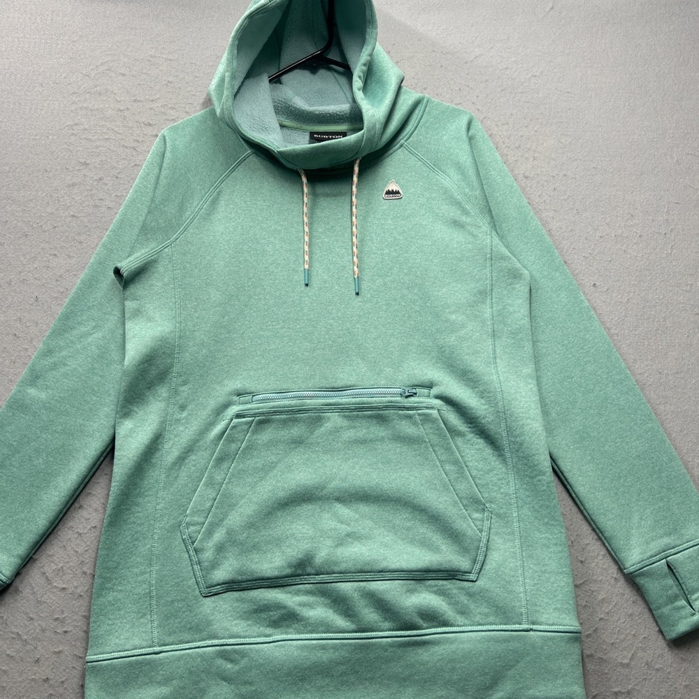 Burton Men's Small Mint Green Fleece Lined Hoodie Snowboarding Thumb Holes